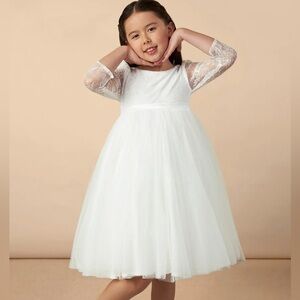 Azazie Darcie White Flower Girl Dress Lace Tulle Easter First Communion Church 4